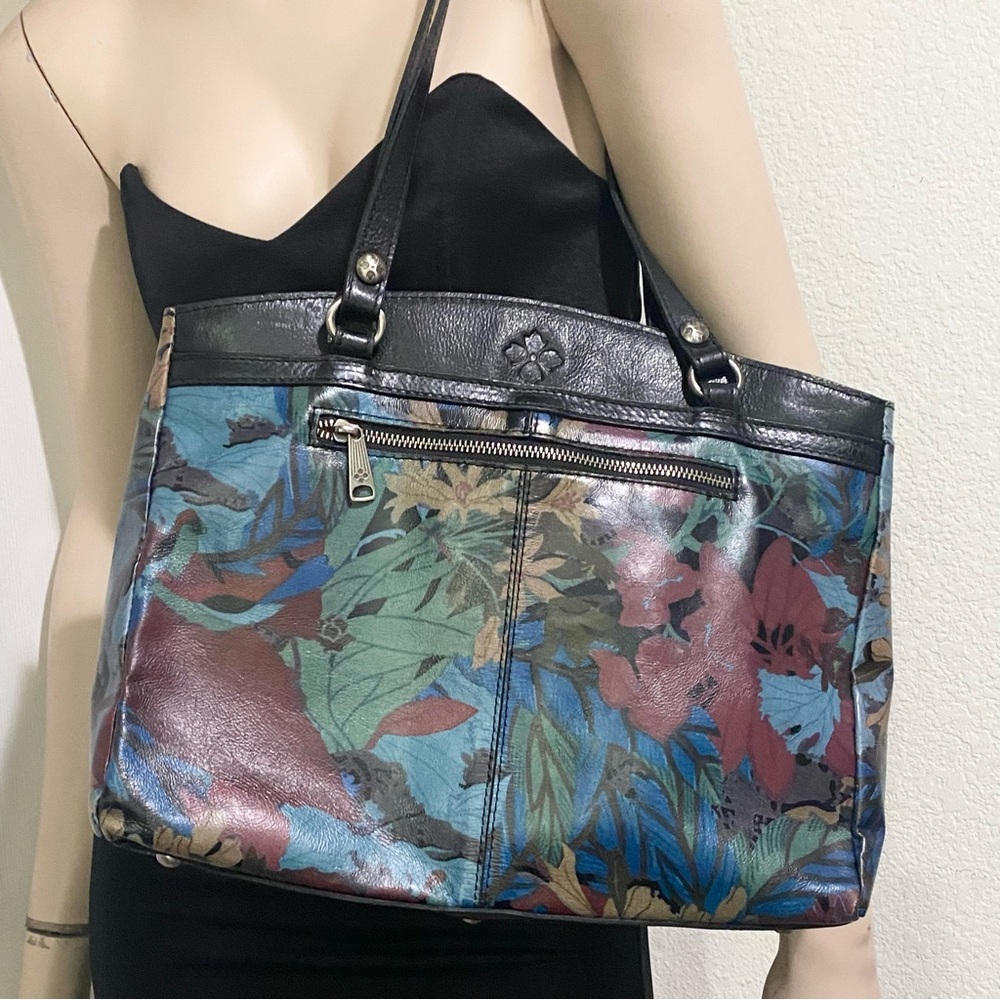 PATRICIA NASH Poppy Blue Forest Collection Leather Tote Bag
